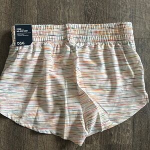 DSG Women White with  stripes Athletic Shorts Lightweight Elastic Waistband